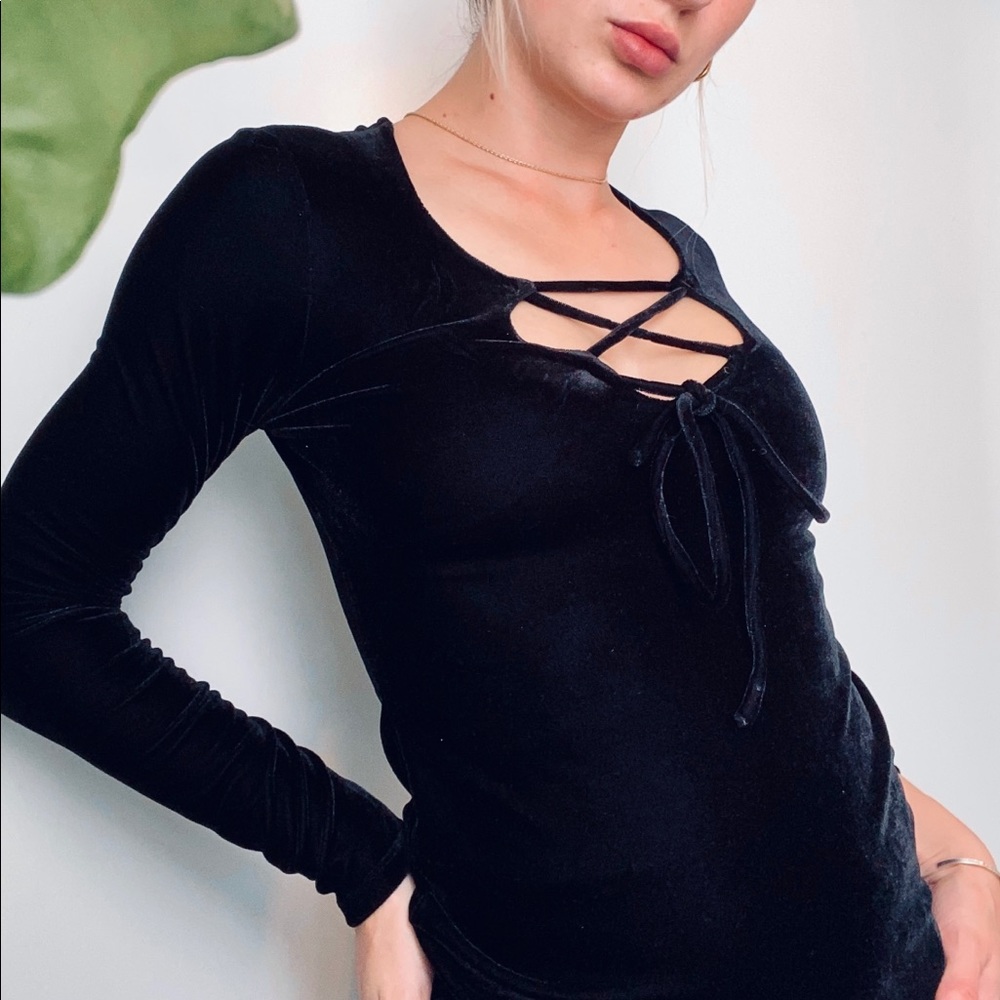 Black Velour Boston Proper Top